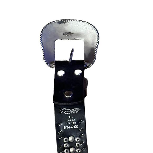 Nocona Bling Rhinestone Western Belt Size XL Leather Silver Black Glam - Picture 6 of 7